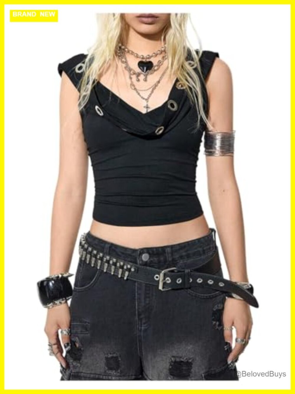 Floerns Hooded Sleeveless Eyelet Tank Top Slim Fit Grunge Streetwear
